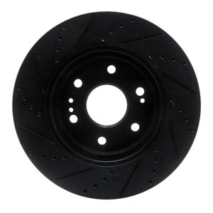 Cadillac Escalade ESV Brake Rotor (1) - Front Right - R1 Concepts - Drilled & Slotted - Black - `19-`26